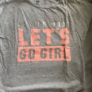 H&M Grey Tee with Pink 'LET'S GO GIRL' Graphic